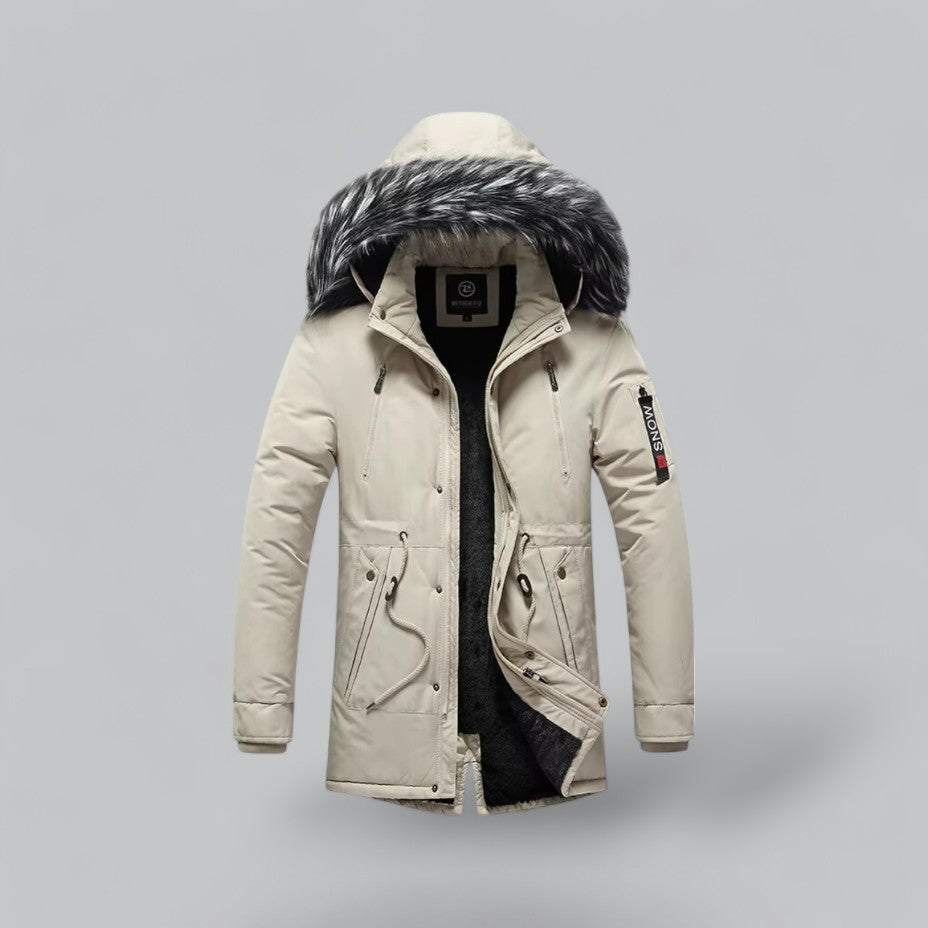 Warm Synthetic Fur Lined Parka Coat