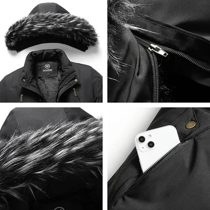 Warm Synthetic Fur Lined Parka Coat