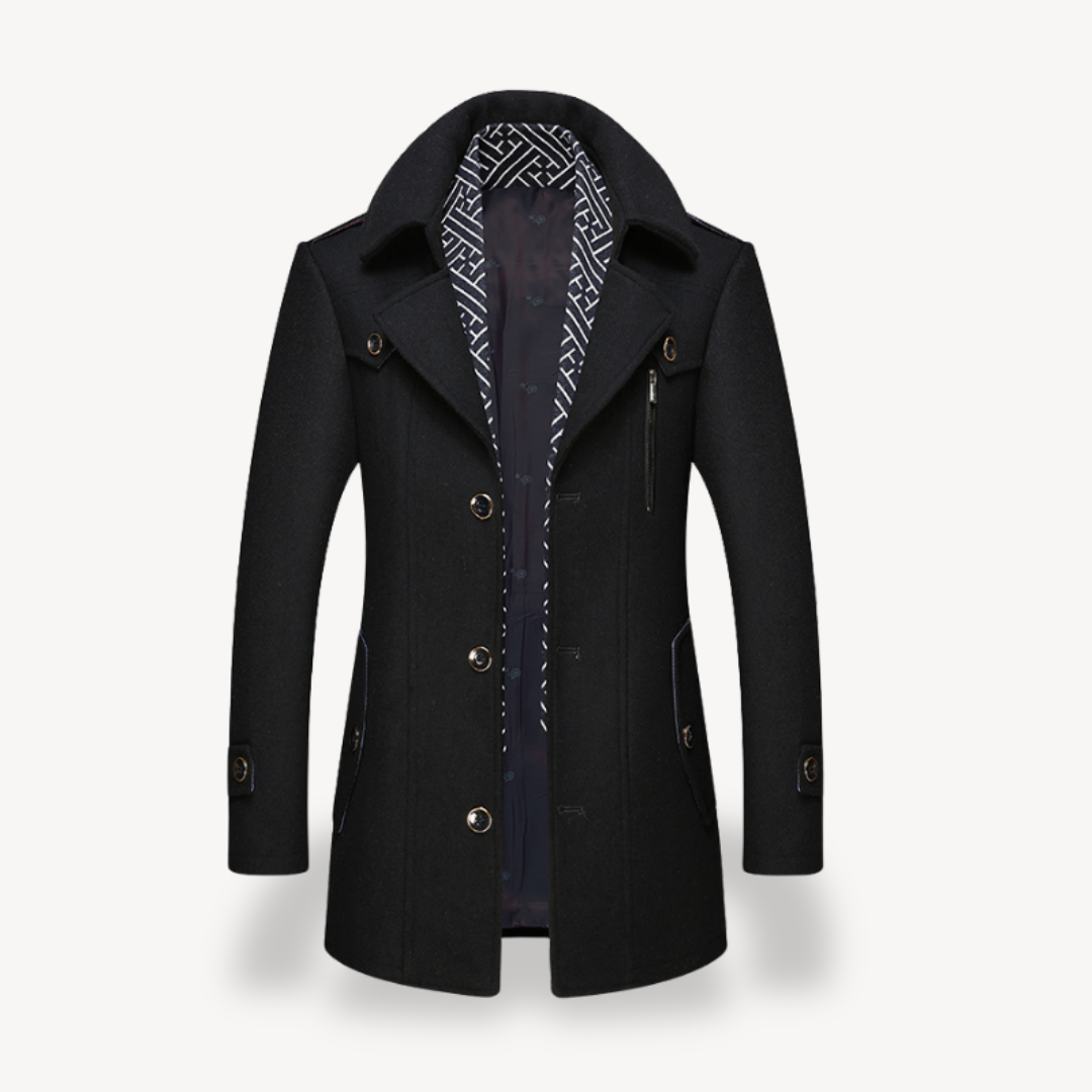 Warm Navy Blue Winter Coat - OutfitLondon