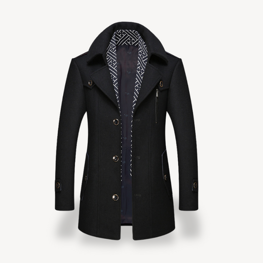 Warm Navy Blue Winter Coat - OutfitLondon