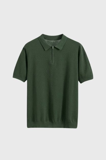 Men's Casual Knit Zipper Polo Shirt