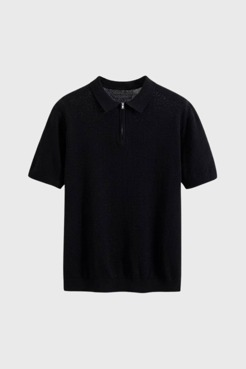 Men's Casual Knit Zipper Polo Shirt