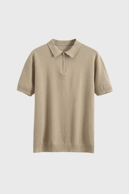 Men's Casual Knit Zipper Polo Shirt
