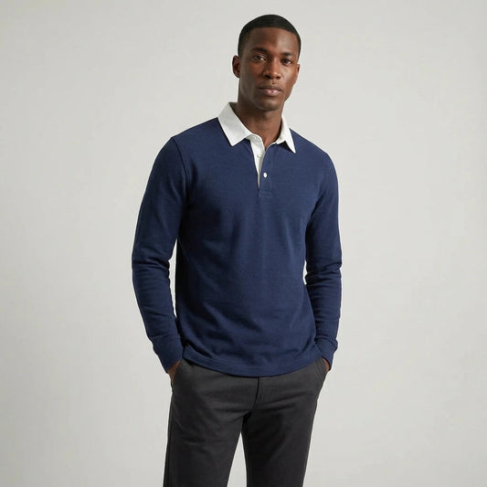 Men's Classic Cotton Polo Sweater with Comfortable Fit