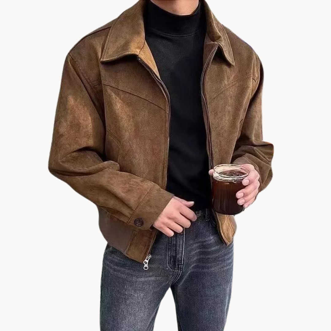 Classic Leather Mens Bomber Jacket - OutfitLondon