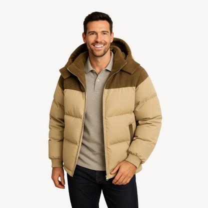 Soft Men's Quilted Contrast Hood Jacket