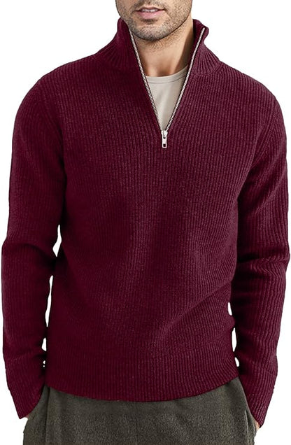 Classic Men's Quarter Zip Knit Sweater