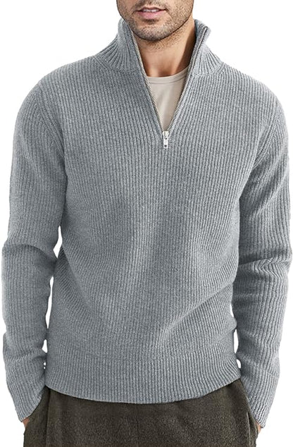 Classic Men's Quarter Zip Knit Sweater