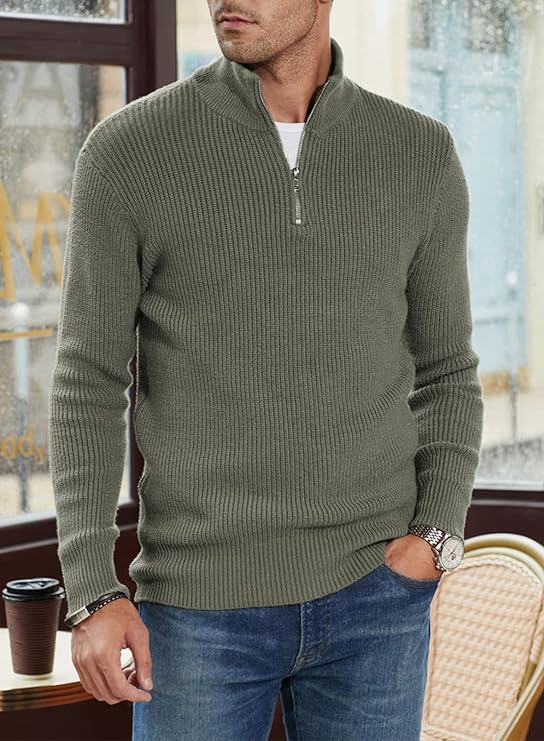 Classic Men's Quarter Zip Knit Sweater