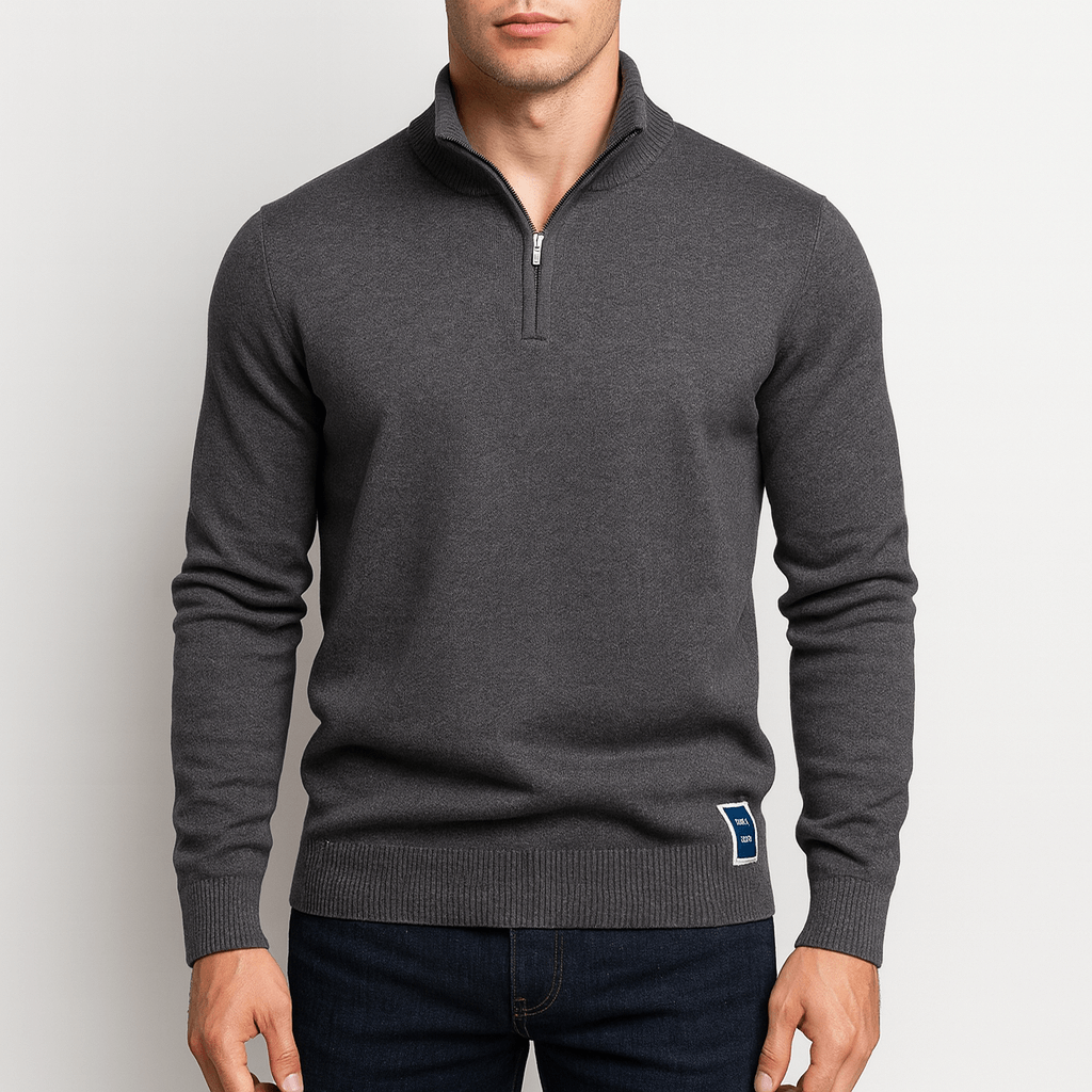 Slim Fit Men's Quarter Zip Knitted Sweater