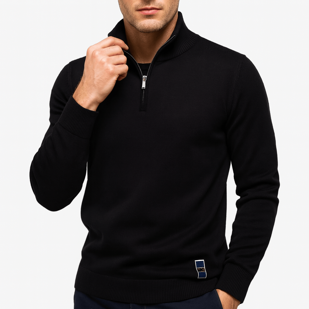Slim Fit Men's Quarter Zip Knitted Sweater