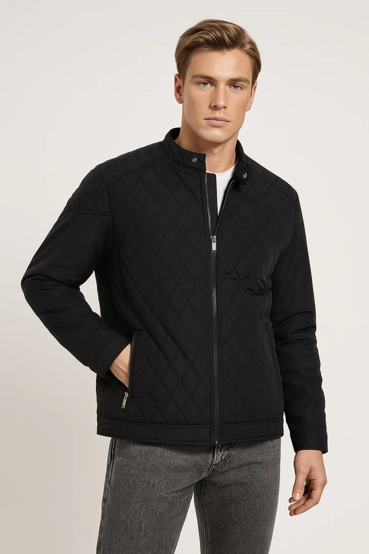 Men's Stylish Quilted Diamond Stitch Jacket