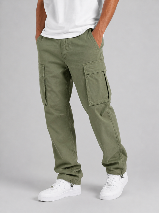 Men's Casual Relaxed Fit Cargo Cotton Trousers
