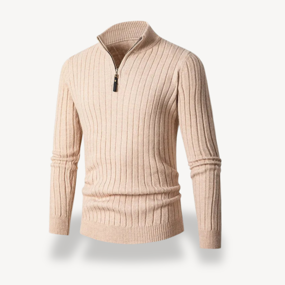 Slim Fit Men's Quarter Zip Pullover Sweater - OutfitLondon