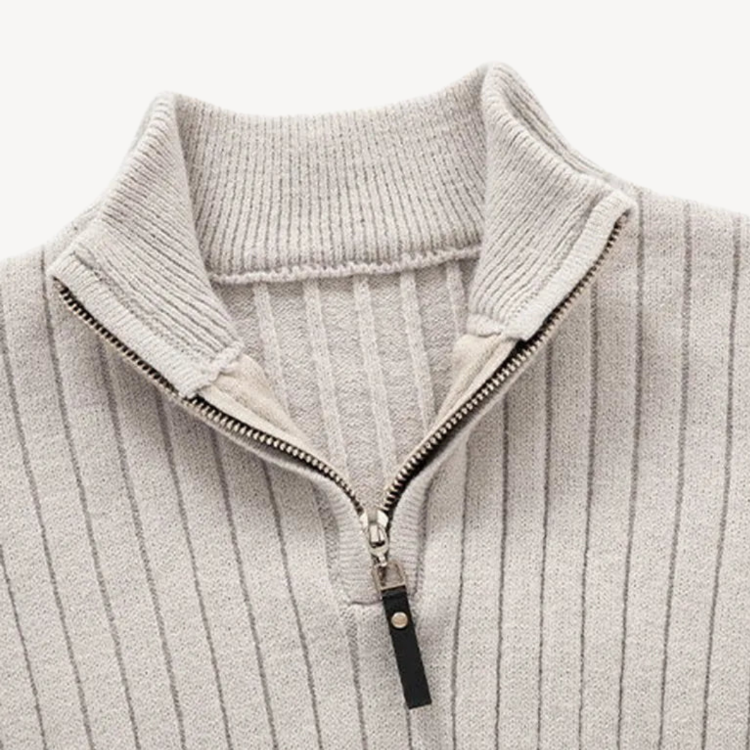 Slim Fit Men's Quarter Zip Pullover Sweater