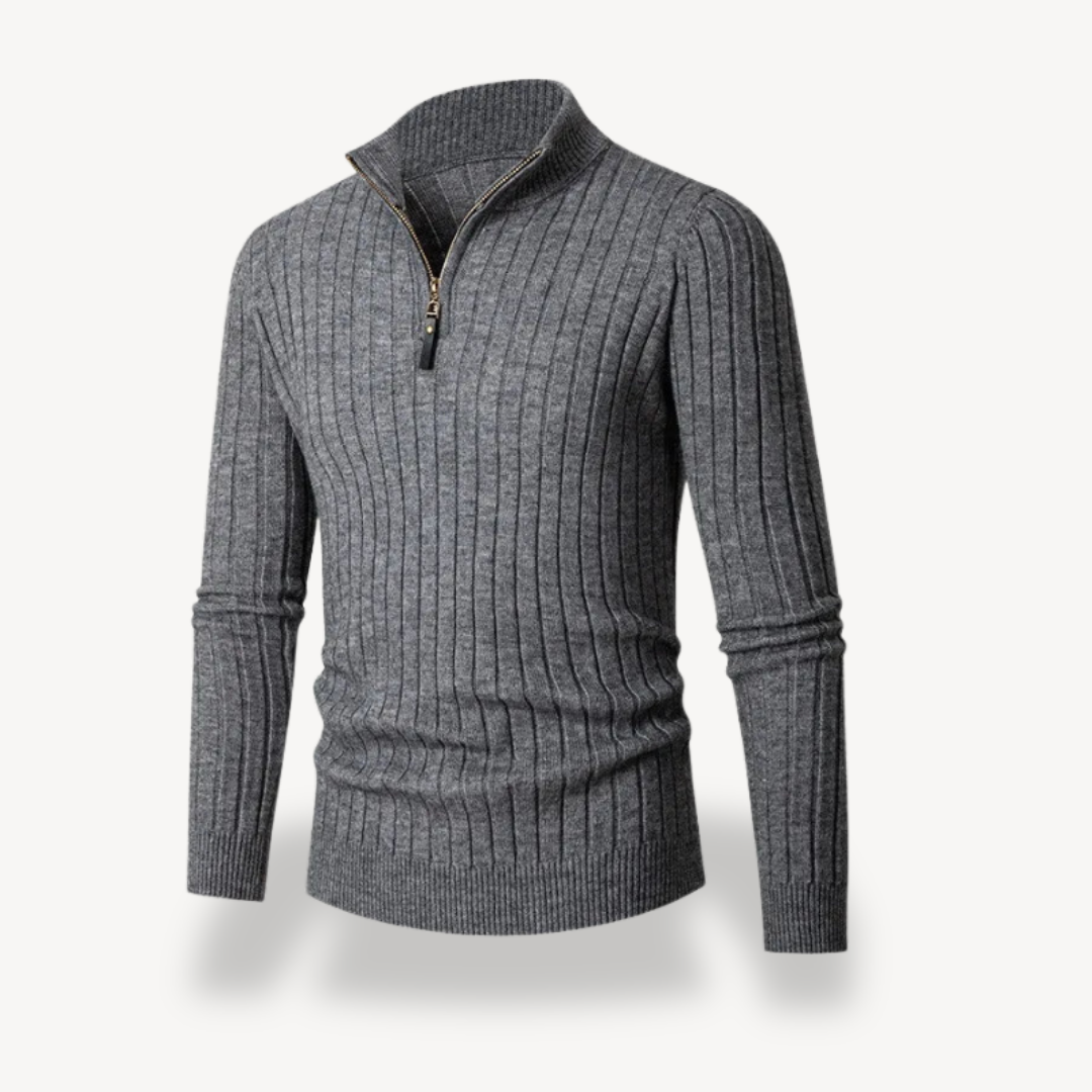 Slim Fit Men's Quarter Zip Pullover Sweater