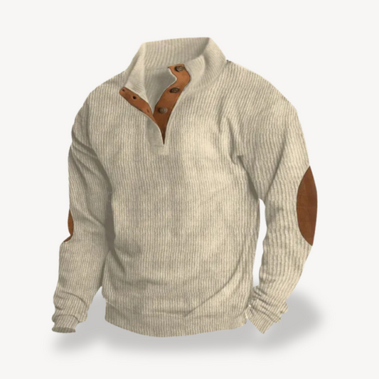 Classic Crew Neck Patched Sweater - OutfitLondon