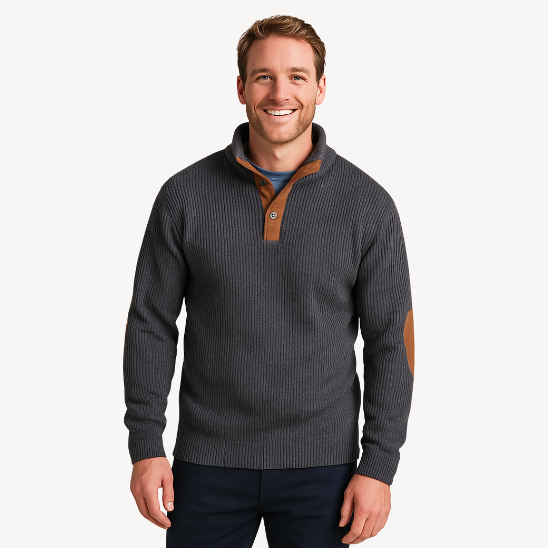 Classic Crew Neck Patched Sweater