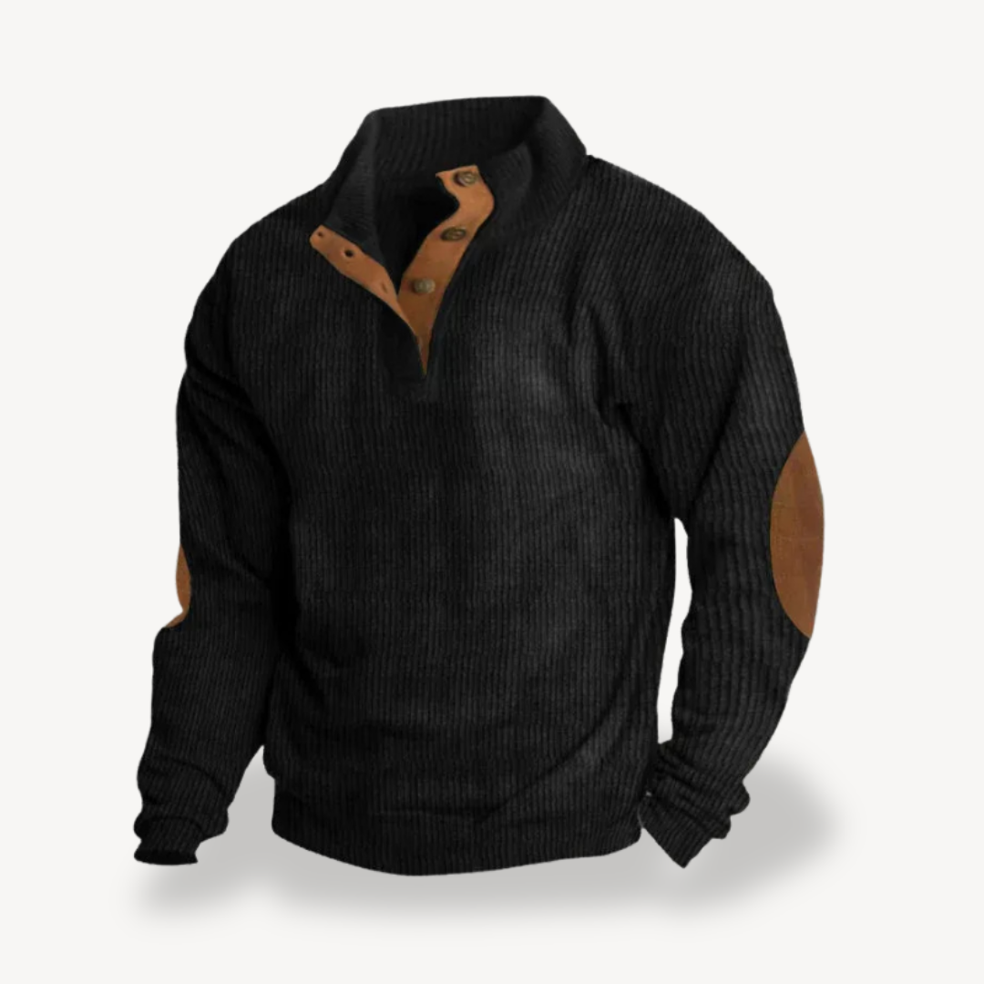 Classic Crew Neck Patched Sweater
