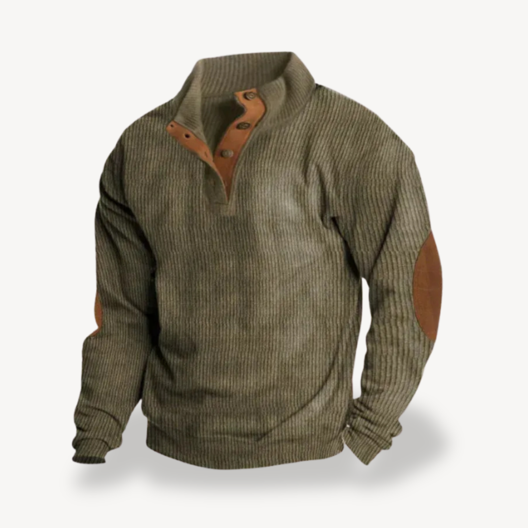 Classic Crew Neck Patched Sweater