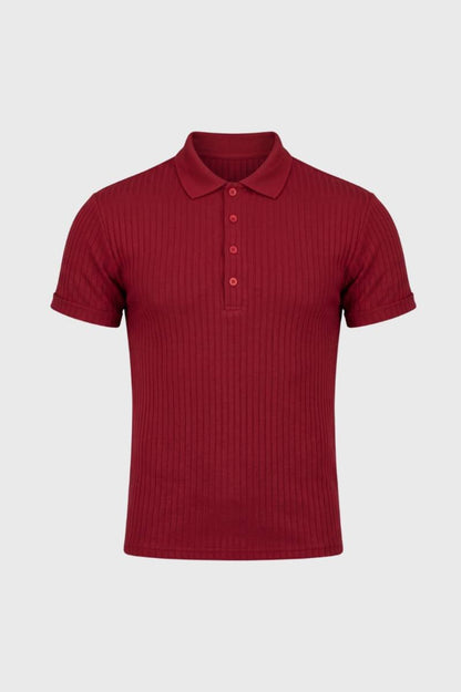 Men's Casual Ribbed Cotton Polo Shirt