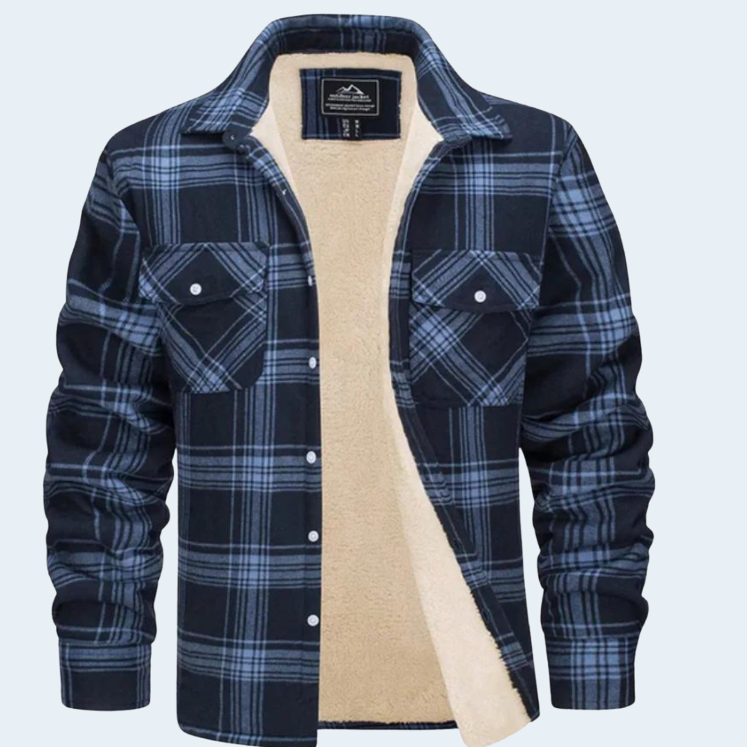 Warm Plaid Flannel Shirt Jacket for Men