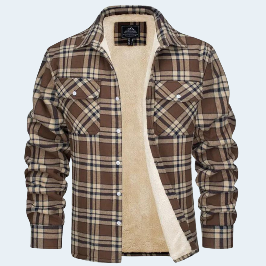 Warm Plaid Flannel Shirt Jacket for Men
