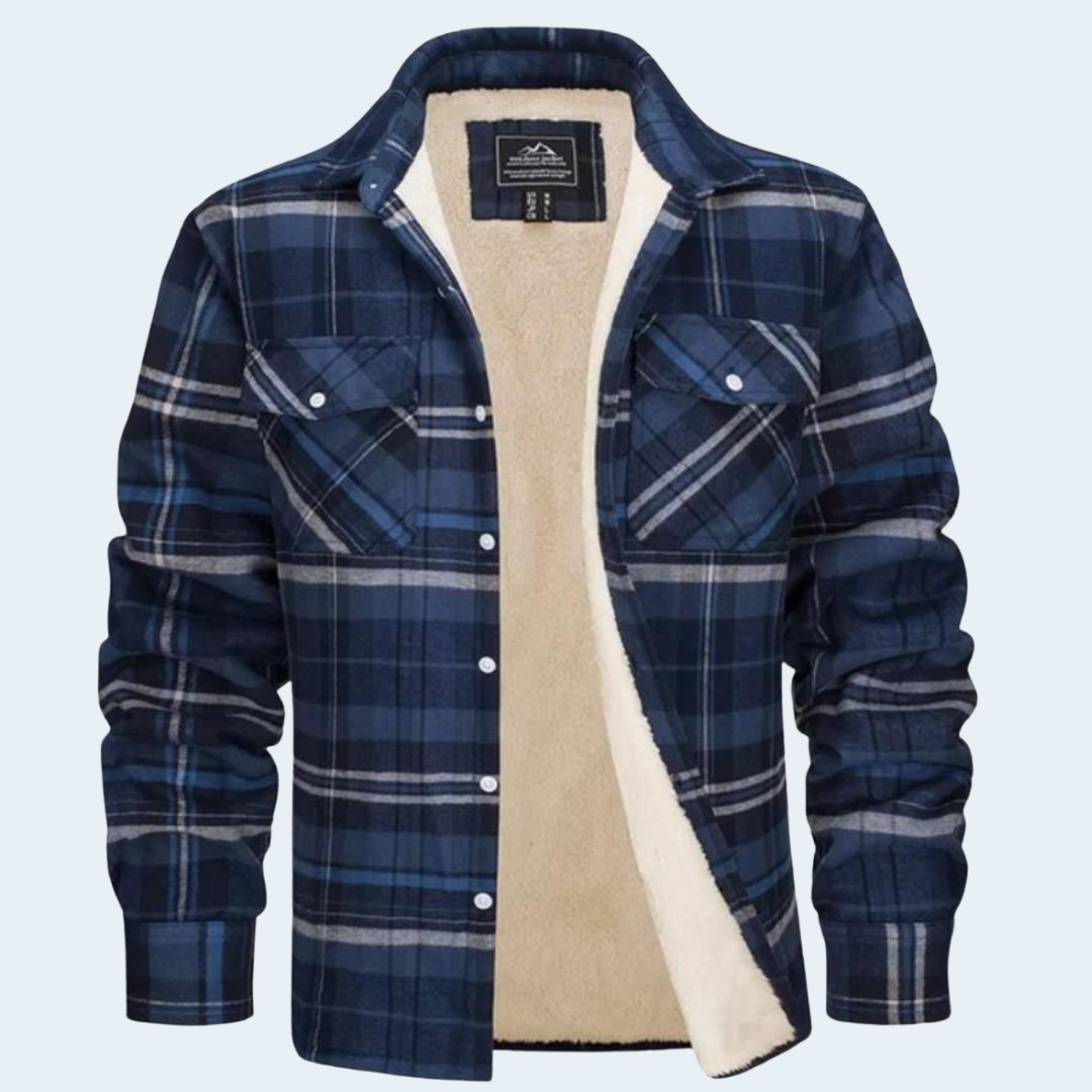Warm Plaid Flannel Shirt Jacket for Men