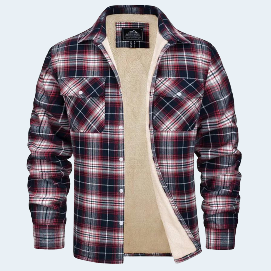 Warm Plaid Flannel Shirt Jacket for Men
