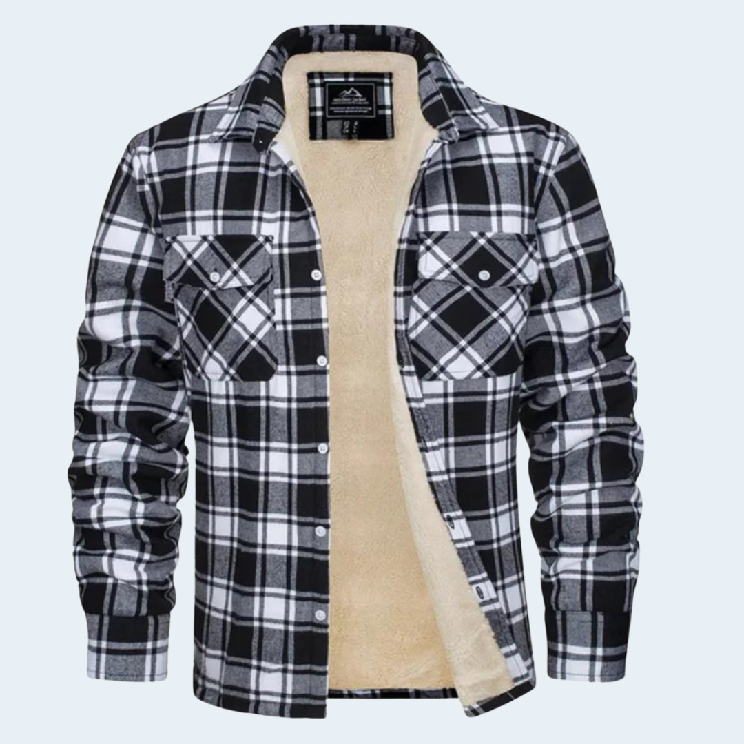 Warm Plaid Flannel Shirt Jacket for Men