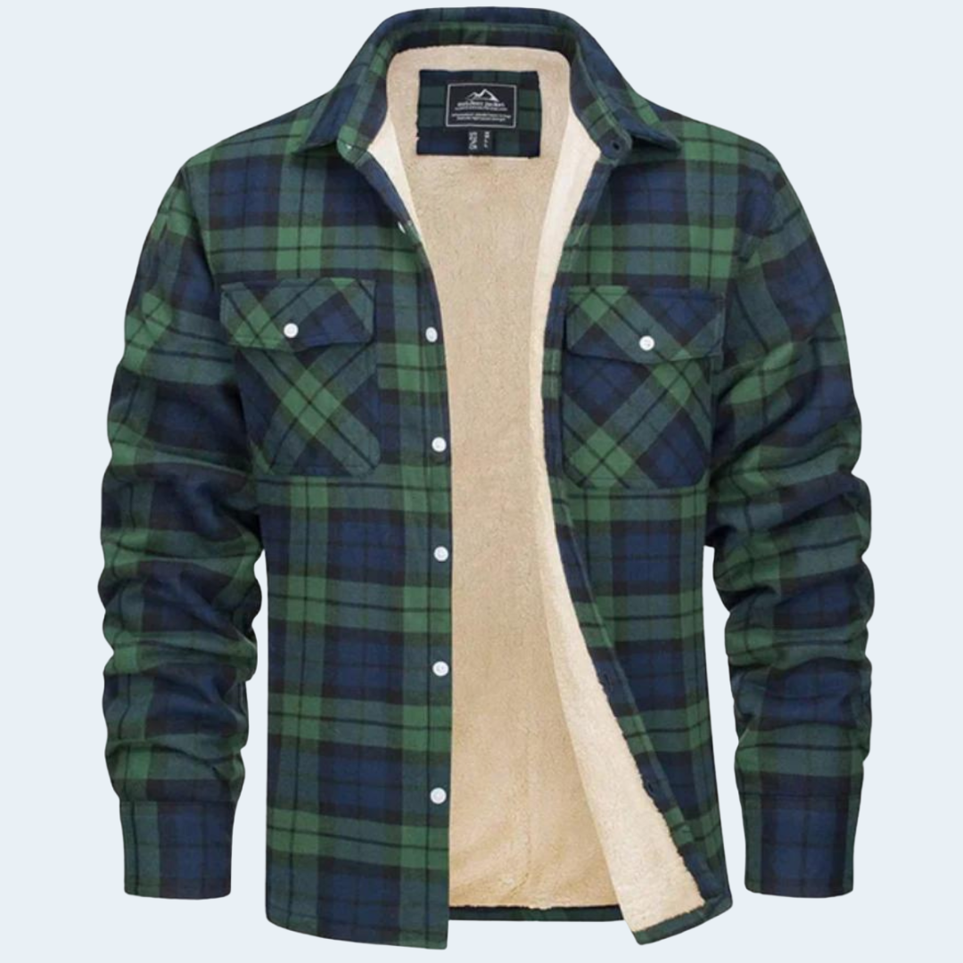 Warm Plaid Flannel Shirt Jacket for Men