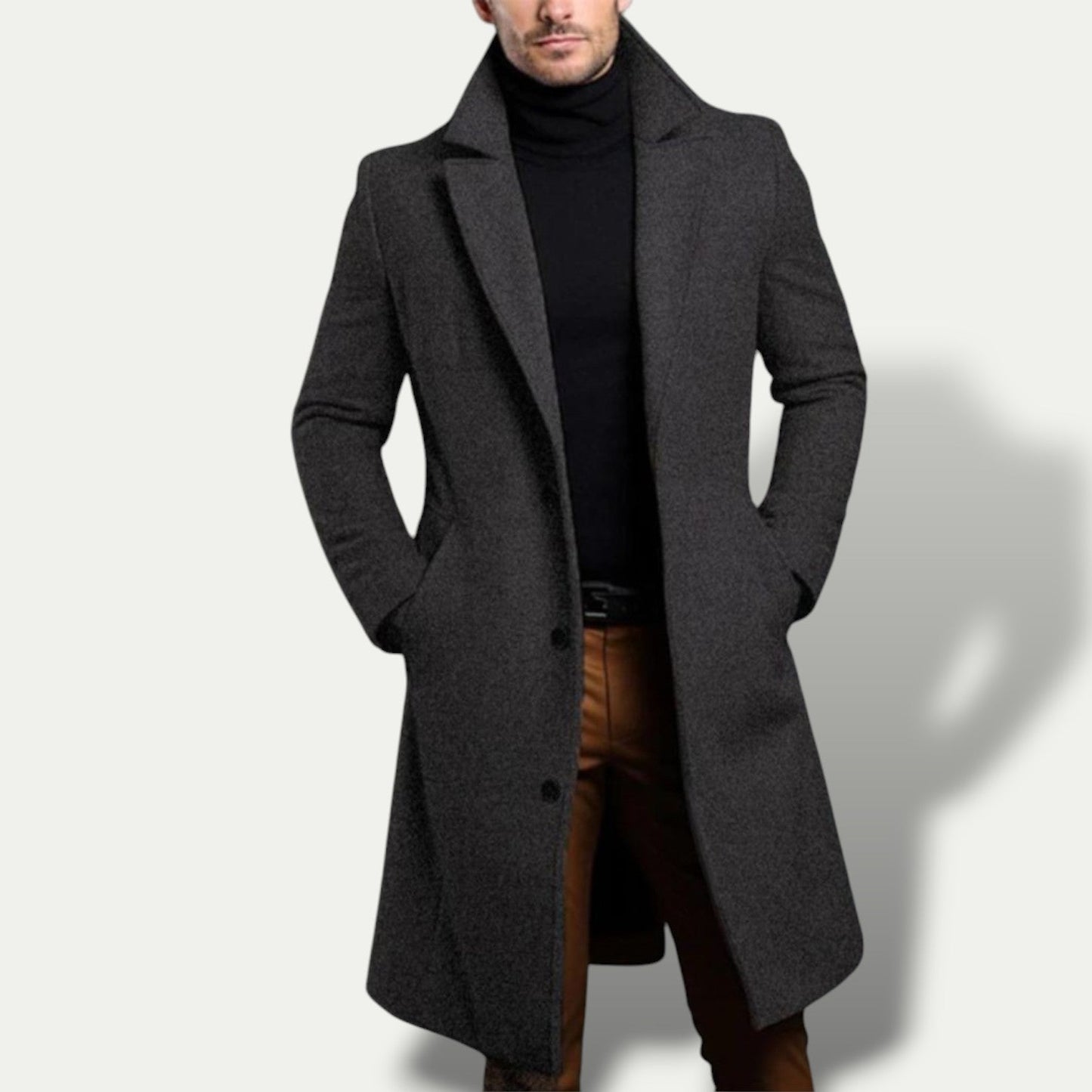 Classic Fit Long Trench Coat for Men