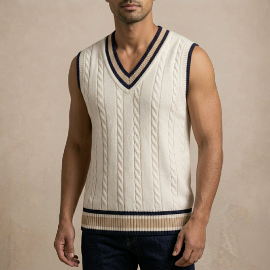 Men's Casual Sleeveless V-Neck Knit Sweater