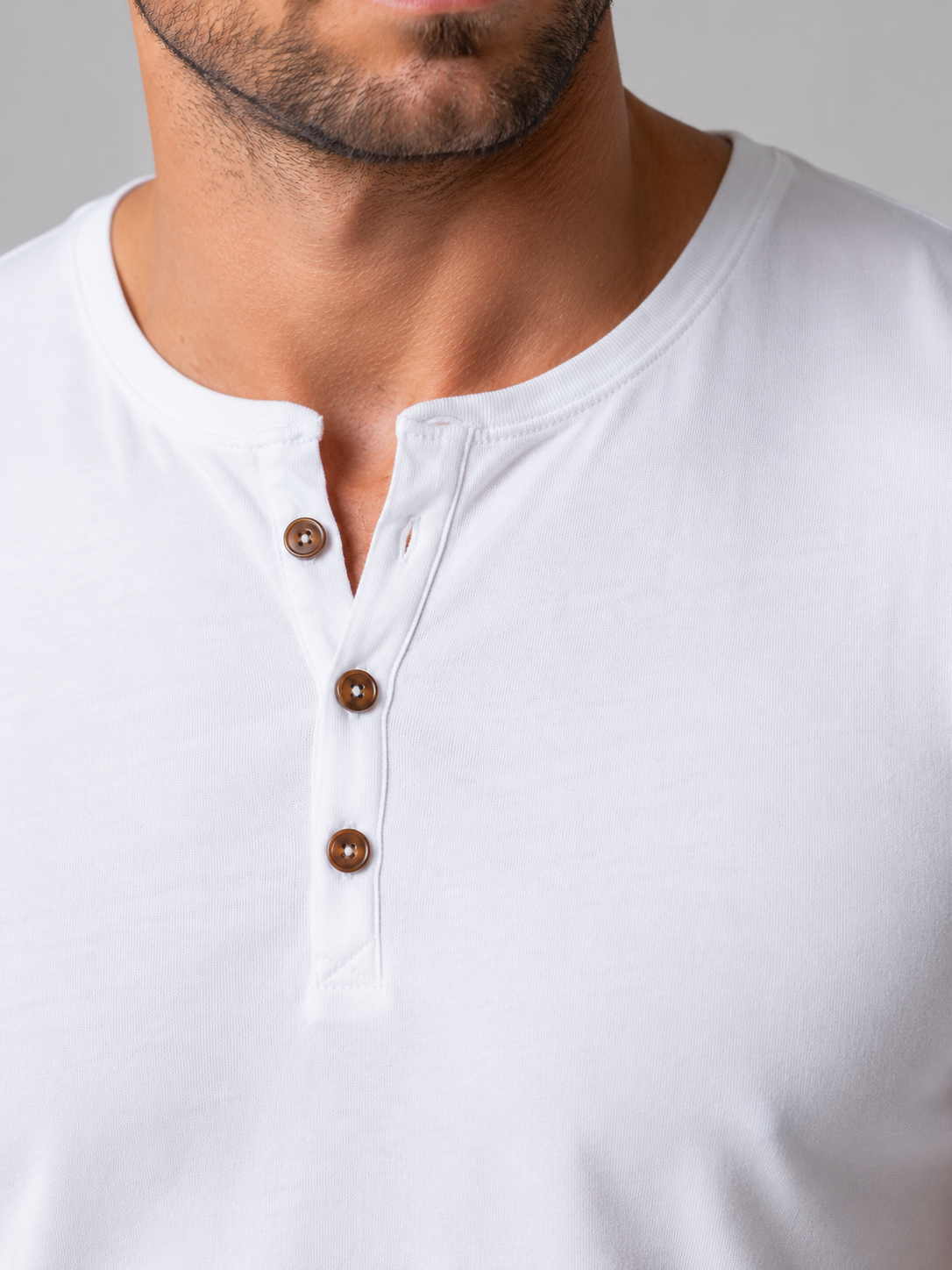 Men's Casual Slim Fit Cotton Henley T-Shirt with Button Neck