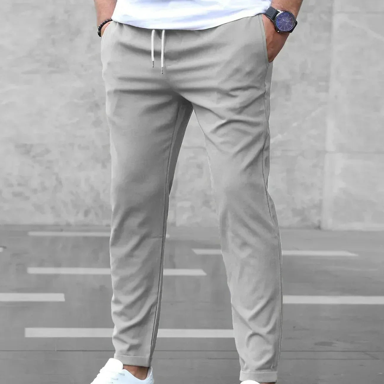 Comfortable Fit Jogger Sweatpants Elastic Waist Pants - OutfitLondon