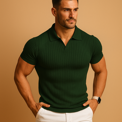 Men's Slim Fit Ribbed Cotton Polo Shirt