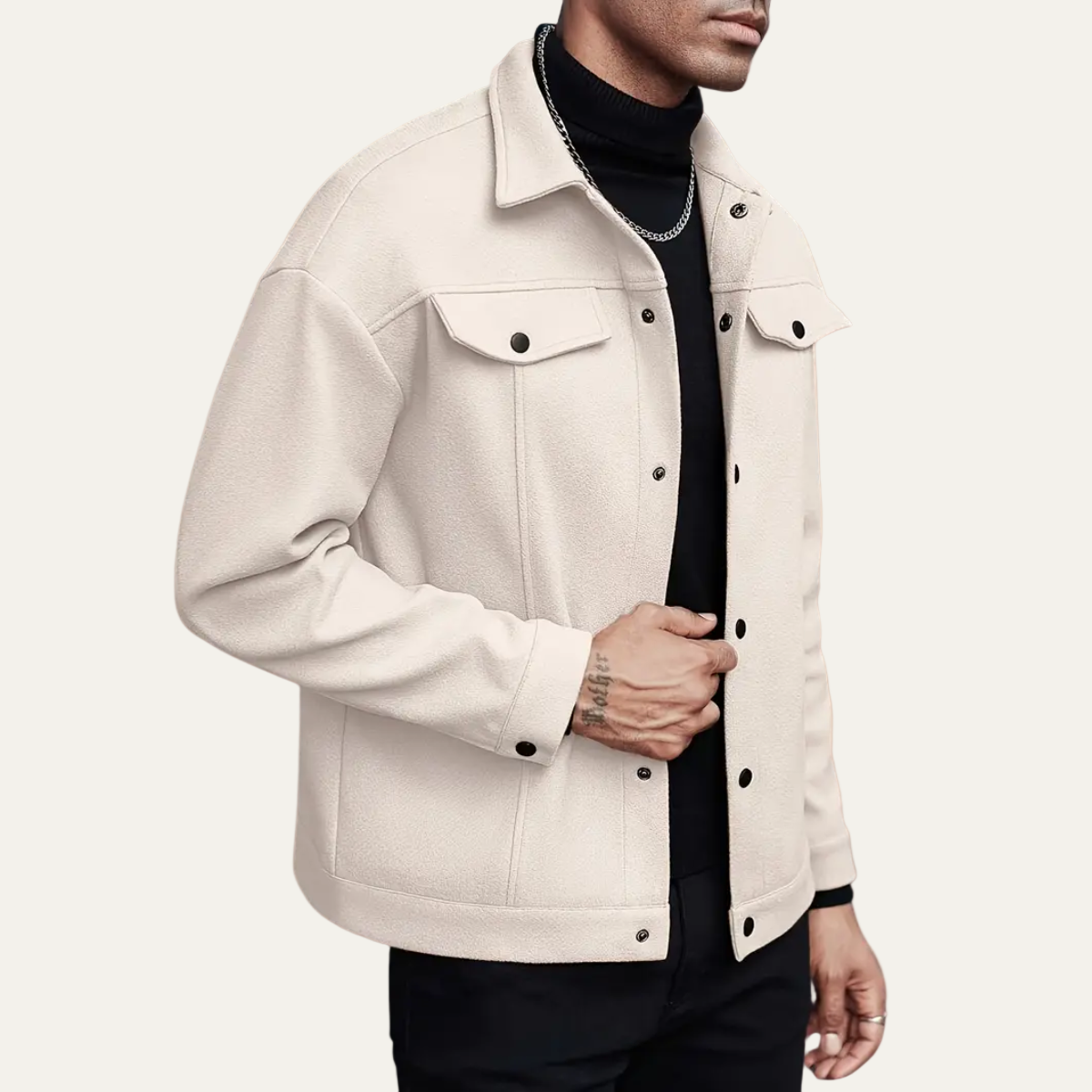 Warm Wool Button Down Shirt Jacket - OutfitLondon