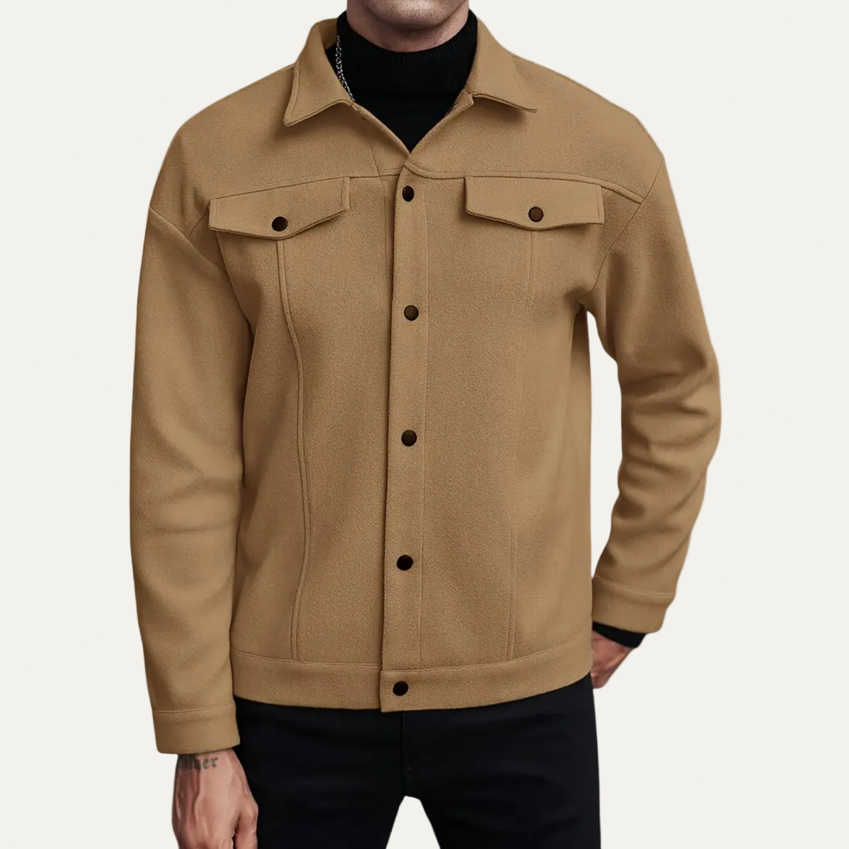 Warm Wool Button Down Shirt Jacket