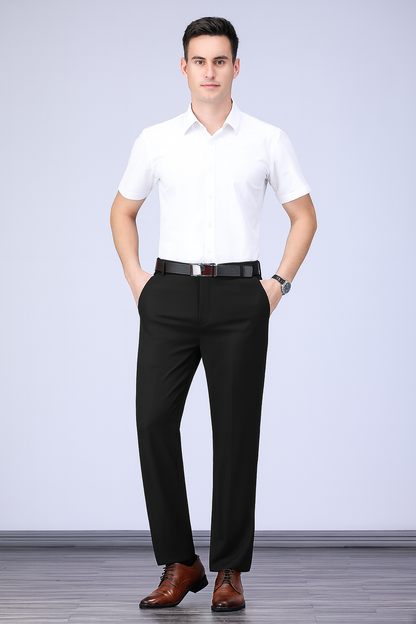 Slim Fit Black Dress Pants – Comfortable Casual Trousers - OutfitLondon