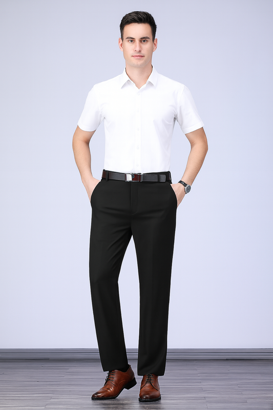 Slim Fit Black Dress Pants – Comfortable Casual Trousers - OutfitLondon