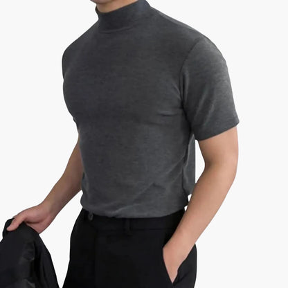 Men's Casual Cotton Stand-Up Collar Short Sleeve T-Shirt