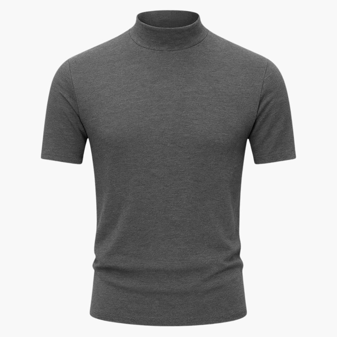 Men's Casual Cotton Stand-Up Collar Short Sleeve T-Shirt