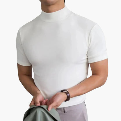 Men's Casual Cotton Stand-Up Collar Short Sleeve T-Shirt