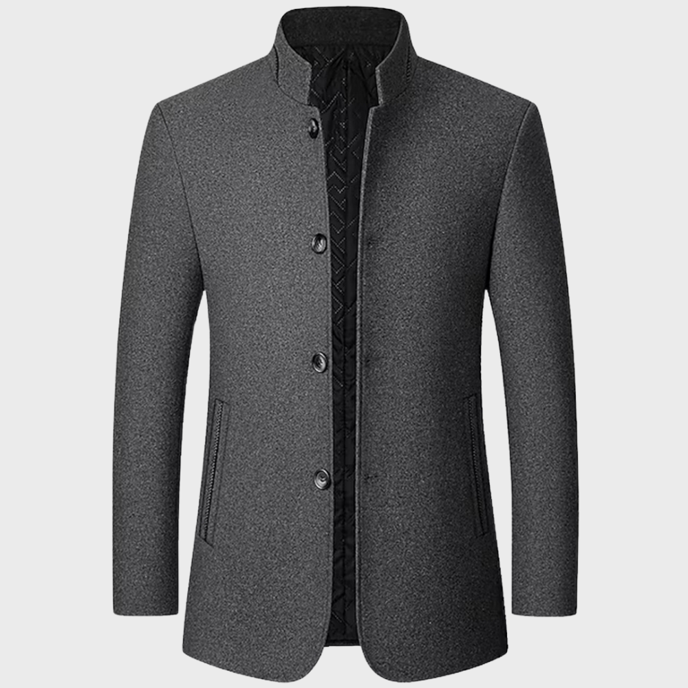 Men's Classic Quilted Padded Tailored Overcoat - OutfitLondon