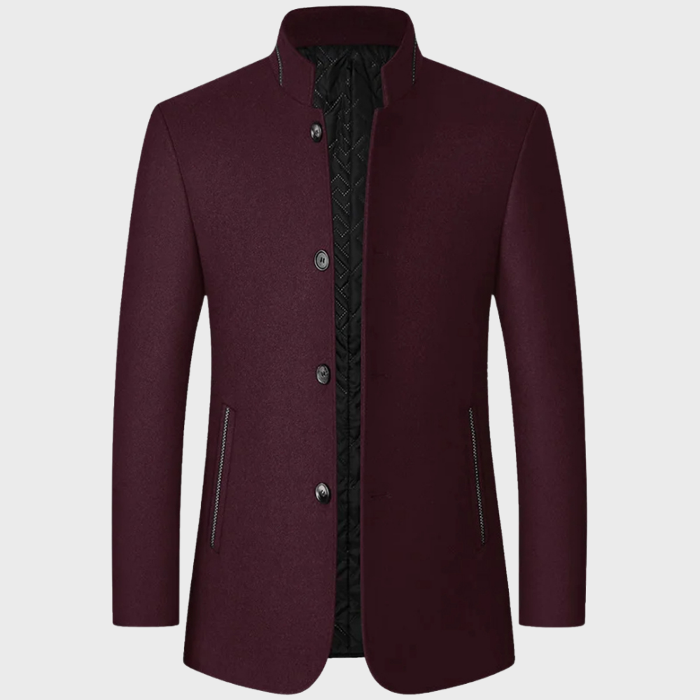 Men's Classic Quilted Padded Tailored Overcoat