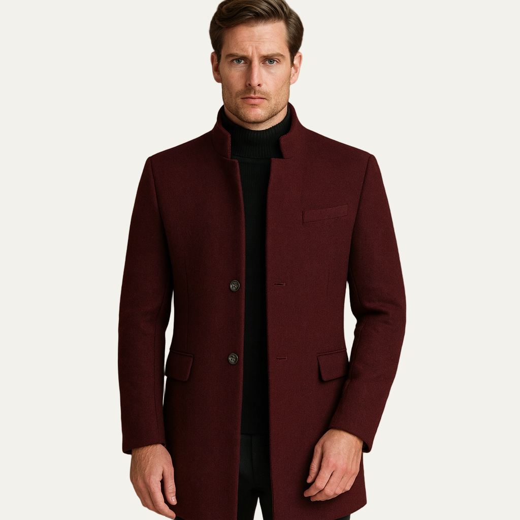 Men's Fit Mandarin Collar Designer Coat