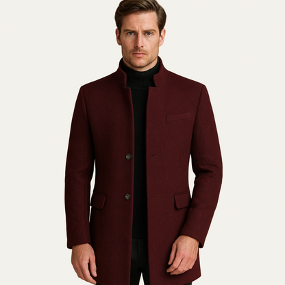 Men's Fit Mandarin Collar Designer Coat