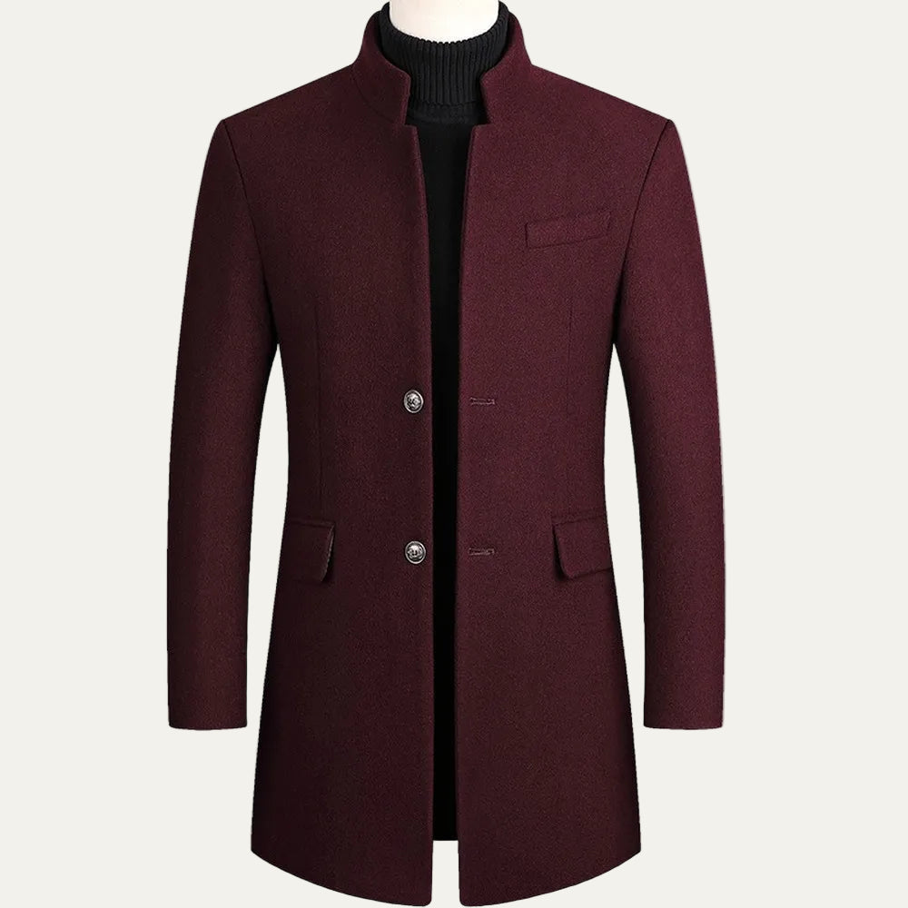 Men's Fit Mandarin Collar Designer Coat