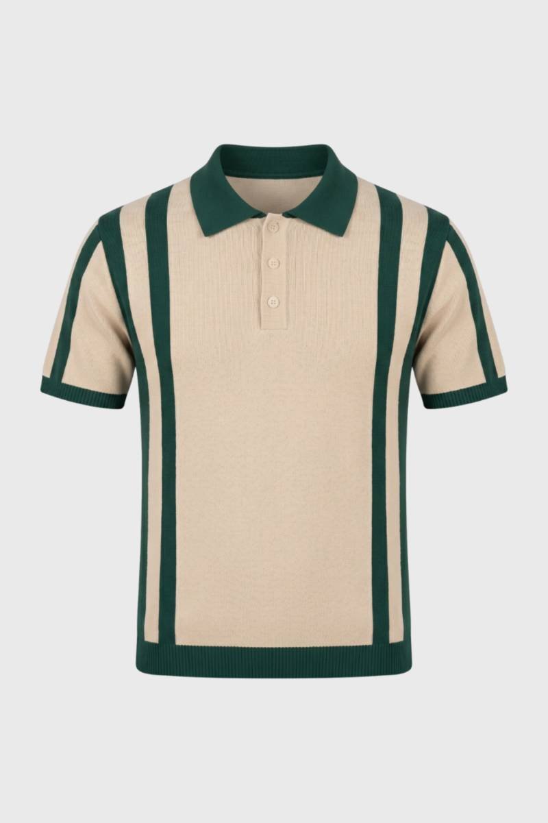 Men's Casual Cotton Striped Short Sleeve Polo Shirt