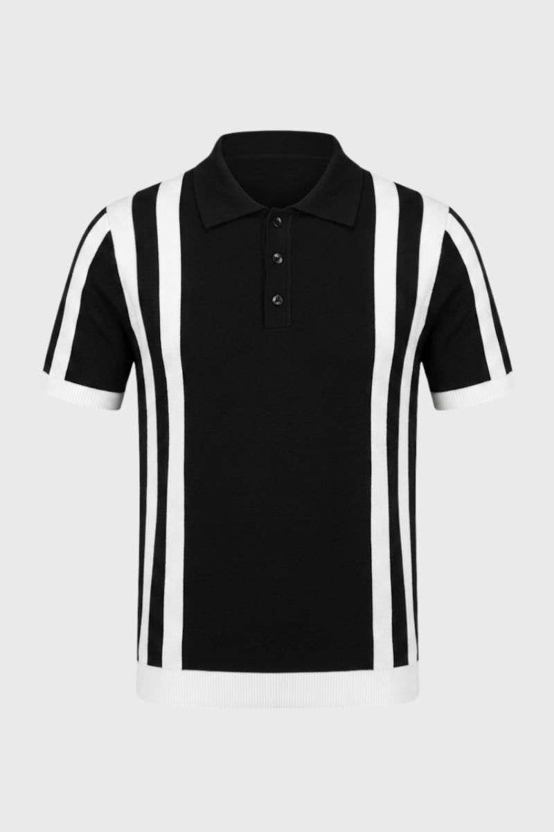 Men's Casual Cotton Striped Short Sleeve Polo Shirt